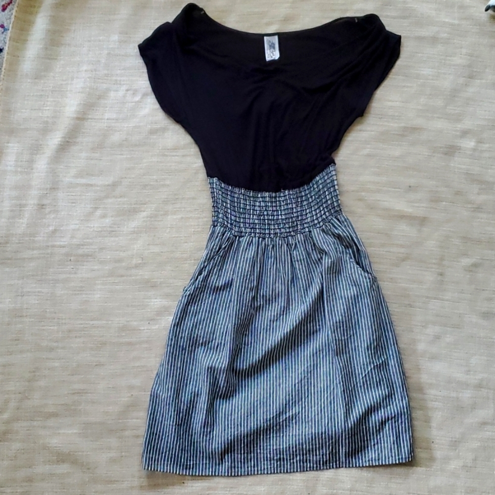 Casual Dress, Black, White & Gray, size Small